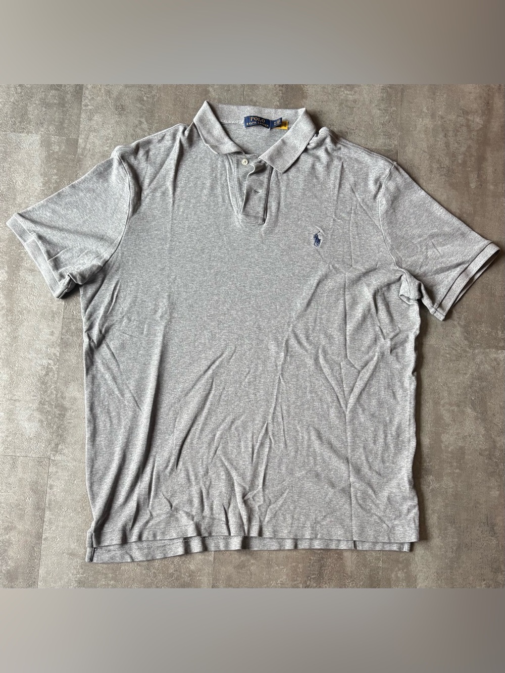 Polo Ralph Lauren SS Solid Interlock Cotton Polo Shirt Mens XL Gray Blue Pony